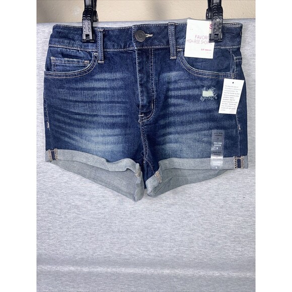 SO Pants - NEW SO Womens Blue Stretch Denim Distressed High Rise Shortie Shorts Size 9 BNWT